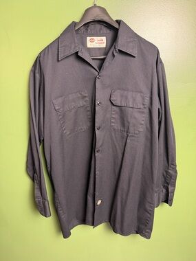 Dickies Black Long Sleeve Work Shirt with two Pocket Front Size L